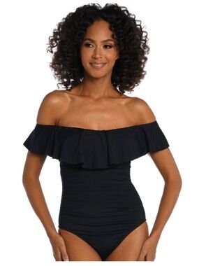 La Blanca Island Goddess Off Shoulder Ruffle One Piece Bathing Suit